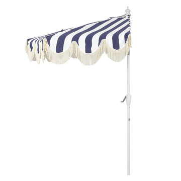 Beverly 9 ft. Designer Classic Scalloped Fringe Half Market Patio Umbrella